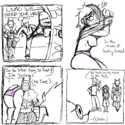 4_panel_comic ass breasts butt character_request comic english_text fnf friday_night_funkin getting_dressed lilac nipples tagme_(character) text