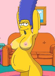 20th_century_studios accurate_art_style edit marge_simpson nude pregnant self_upload the_simpsons yellow_body yellow_skin