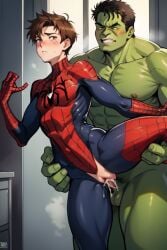 ai_generated avengers cuntboy femboy gay gay_sex hulk hulk_(series) intersex peter_parker spider-man spider-man_(series) spider_man vaginal_penetration vaginal_sex