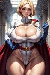 ai_generated big_breasts blonde_female blonde_hair blue_eyes breasts curvaceous curvy curvy_body curvy_female curvy_figure dc dc_comics dc_extended_universe dcau female female_only fit fit_female huge_boobs huge_breasts large_breasts looking_at_viewer mature mature_female mature_woman power_girl short_hair supr3metr thick_legs thick_thighs wide_hips