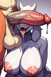 ahe_gao ai_generated big_balls big_breasts big_nipples disney gigantic_penis hunkbsaa inminent_sex interspecies nick_wilde precum saliva toriel undertale zootopia