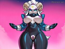 1girls ai_generated ariem armor big_breasts black_bodysuit black_gloves blue_armor blue_eyes blue_jacket bodysuit bodysuit_under_clothes breasts breasts_out crossover dragon_ball dragon_ball_heroes exposed_breasts exposed_pussy female female_focus fluffy fluffy_hair jacket jscammie no_irises no_pupils oren posing possessed possession purple_nipples purple_pussy pussy ram ram_horn solo solo_female solo_focus sonic_(series) sonic_dream_team sonic_the_hedgehog_(series) strongest_form_2 super_oren sweat sweaty_body sweaty_breasts tagme tagme_(artist) tail tied_up torn_clothes tuffle tuffleization turtleneck watermark white_fur white_hair white_wrist_cuffs