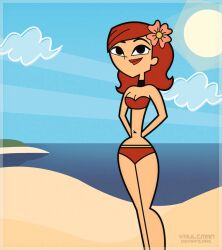 1girls arms_behind_back bikini red_bikini red_hair swimsuit total_drama_island vaultman zoey_(tdi)