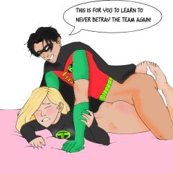 anal dc dc_comics dick_grayson female male robin_(dc) robin_(dick_grayson) tara_markov terra_(dc) uniform