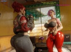 1futa 1girls 3d abs big_ass big_breasts big_butt big_thighs bulge bulge_through_clothing caption cd_projekt_red curvy curvy_ass curvy_body curvy_female curvy_figure curvy_futa curvy_hips curvy_thighs cyberpunk_2077 futanari hype3d judy_alvarez muscular muscular_futanari panam_palmer red_leggings story thick thick_ass thick_hips thick_legs thick_penis thick_thighs voluptuous voluptuous_female voluptuous_futanari wide_hips wide_thighs