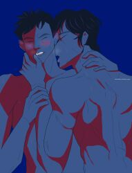 asian_male blush closed_eyes dominant_male hand_on_cheek hwang_in-ho intimate male/male male_only neck_kiss old_man_yaoi self_upload seong_gi-hun squid_game steam submissive_male sweat toxic_yaoi yaoi