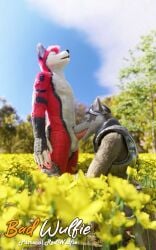 3d absurd_res anthro anthro_on_anthro ass balls blender_(artwork) blender_cycles canid canine canis claws digital_media_(artwork) epic_games fields fluffy forest forest_background fortnite fur genitals hi_res male male/male mammal nature nature_background nude penile penis plant public public_nudity public_sex realistic red_(red_wulfie) red_body red_fur red_wulfie sex tree watermark wendell_(fortnite) whiskers white_body white_fur white_whiskers wolf