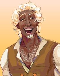 1male 1man beard cookie_run dilf dressed human_artist no_ai no_sound no_text royal_margarine_cookie safe safe_for_work smiling solo_male still_picture tan_skin white_hair