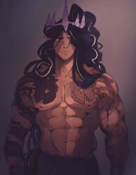 cookie_run dark_cacao_cookie detailled dilf human_artist long_hair male muscular_male no_ai solo solo_focus theoreoz