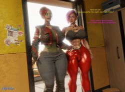 1futa 1girls 3d abs big_breasts big_butt big_thighs bulge bulge_through_clothing caption cd_projekt_red curvy curvy_body curvy_female curvy_figure curvy_futa curvy_hips curvy_thighs cyberpunk_2077 futanari hype3d judy_alvarez muscular muscular_futanari panam_palmer red_leggings story thick thick_ass thick_hips thick_legs thick_penis thick_thighs voluptuous voluptuous_female voluptuous_futanari wide_hips wide_thighs