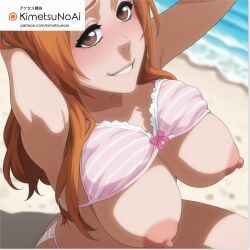 beach bleach bleach:_the_thousand-year_blood_war inoue_orihime inoue_orihime kimetsu_no_ai large_breasts orange_hair solo