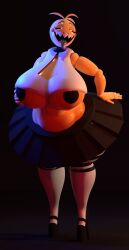 3d animatronic big_breasts big_thighs gvnware schoolgirl skirt solo tagme toy_chica_(cyanu) toy_chica_(fnaf)