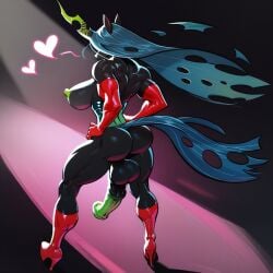 1futa ai_generated anthro ass big_breasts elbow_gloves floating_heart friendship_is_magic futanari gloves high_heels horsecock horsecock_futanari latex muscular my_little_pony penis pony queen_chrysalis_(mlp) rear_view solo thighhighs