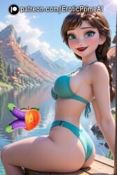 1girls ai_generated anna_(frozen) big_ass big_breasts big_butt big_thighs bikini bikini_bottom bikini_top blue_eyes braided_hair brown_hair eroticprimeai female frozen_(film) frozen_2 happy happy_female long_hair mountain patreon_username sea thick_thighs thighs viewer_perspective white_body white_skin young