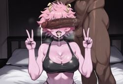 1boy after_fellatio after_sex ai_assisted ai_generated ashido_mina bed black_choker black_nails black_panties blacked boku_no_hero_academia breasts cheating choker collarbone colored_skin cuckold cuckolding cum cum_in_mouth cum_on_tongue dark-skinned_male dark_skin erection female fingernails forced forced_sex horns huge_cock indoors interracial large_breasts large_penis mina_ashido muscular my_hero_academia nail_polish nay_juno netorare ntr open_mouth penis penis_on_face penis_over_eyes pillow pink_hair pink_skin rape raped_by_enemy raped_female raped_girl saliva sexy sexy_pose short_hair snowbunny stomach straight sweat teeth testicles tongue tongue_out uncensored upper_teeth_only v veins veiny_penis