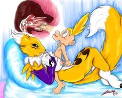 2007 crossover cum digimon female furry male male/female nipples oral oral_sex renamon straight titeuf weird_crossover what where_is_your_god_now