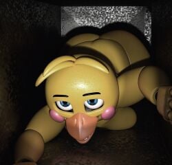 1girls 3d 3d_(artwork) animatronic animatronic_female beak bunnybox0_0 camera_pov canonical_scene crawling female female_only five_nights_at_freddy's five_nights_at_freddy's_2 in_vent on_all_fours pov robot robot_girl solo solo_female toy_chica_(fnaf) vent