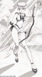2006 bishoujo_senshi_sailor_moon clothing female female_only human minako_aino monochrome sailor_venus skirt small_breasts solo straight_hair sue_dunn_emm tagme