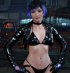 1girls 3d bikini black_bikini crop_top_jacket female female_only jacket mod reina_mishima solo tekken tekken_8