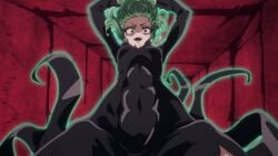 1girls abs anime_screencap breasts female flying glowing green_eyes green_hair hips looking_at_viewer muscles muscular muscular_female navel official official_art official_artwork one-punch_man open_mouth screencap skin_tight small_breasts tatsumaki wide_hips