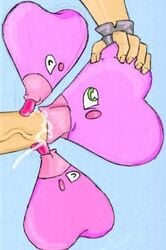 1boy 3girls blush_stickers cum cum_in_mouth fingerless_gloves green_eyes licking_penis luvdisc oral pokemon pokemon_focus pokemon_rse pokephilia size_difference underwater veiny_penis