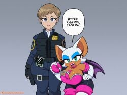 2girls big_ass big_breasts big_thighs breast_size_difference embarrassed handcuffs huge_breasts omegasunburst police police_uniform policewoman rouge_the_bat sonic_(series) sonic_the_hedgehog_(series) sonic_x topaz_(sonic_the_hedgehog)