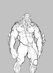 balls bara big_penis facial_hair flaccid male male_only monochrome muscles muscular nude penis solo solo_male tusks zenpei