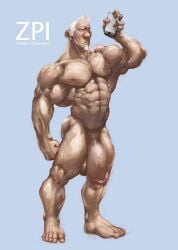 arthur_christmas balls bara big_penis facial_hair flaccid male male_only muscles muscular nude penis phone solo solo_male steve_claus zenpei