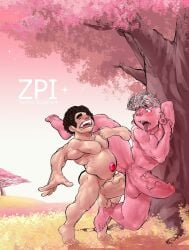 anal anal_sex balls bara big_penis blush boner closed_eyes erection gem_(species) lars_barriga male male_only muscles muscular nude off_colors_(steven_universe) penis pink_body pink_skin sex size_difference spread_legs steven_quartz_universe steven_universe tongue_out zenpei