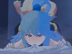 1boy 1boy1girl 1girls 3d after_sex akrscoi animated aqua_(konosuba) bed bed_sheet blue_eyes blue_hair blush cum cum_in_pussy cum_inside cyan_hair doggy_style ejaculation hair_tie kono_subarashii_sekai_ni_shukufuku_wo! long_hair money money_bag pulling_hair realism sound sound_effects tagme tan_body tan_skin tan_skinned_male video white_skin white_skinned_female x-ray