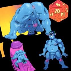 bara barley_lightfoot big_ass big_penis blue_hair chubby disney elf elf_ears fat_ass gay hat male_only muscles muscular naked nude onward_(2020) penis pixar smegatron yaoi