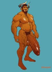 balls bara beard big_penis body_hair boner erection facial_hair horns male male_only muscles muscular nude orc penis solo solo_male tusks zenpei