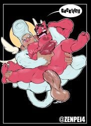 anal anal_sex anthro balls bara bazaal_gangliah big_penis boner demon erection furry gay male male_only monkey muscles muscular nude penis sex spread_legs zenpei zenpei_(character)