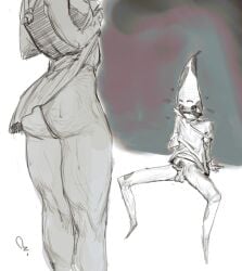 1boy 1girls 2024 ass balls banana blush bodily_fluids curvaceous curvaceous_female curvaceous_figure curvy curvy_body curvy_female curvy_figure erection extinctyellow female fruit_humanoid glasses heart_symbol lifting_skirt looking_at_another male original original_characters penis penis_out pubic_hair round_glasses showing_pussy simple_background small_penis smaller_male sweat sweating watermark