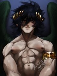 1male dark_pit kaitopitoo kid_icarus kid_icarus_uprising looking_at_viewer nintendo nipples pecs pecs_focus pinup solo_male