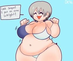 big_belly big_breasts bikini chubby chubby_female daisykitty96 dialogue fat female jiggle overweight overweight_female speech_bubble uzaki-chan_wa_asobitai! uzaki_hana