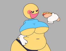 ally_(daisykitty96) big_belly big_breasts chubby_belly chubby_female croptop daisykitty96 eating female hotdog solo underwear