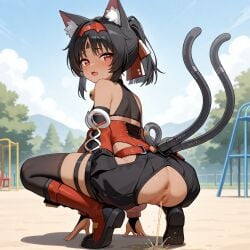 1girls ai_generated nekomiya_mana peeing pussy pussy_juice zenless_zone_zero
