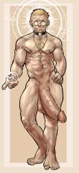 balls bara big_penis facial_hair flaccid glasses male male_only muscles muscular nude penis priest solo solo_male zenpei