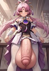 ai_generated animeboi111 fu_xuan_(honkai:_star_rail) futanari gigantic_penis gigantic_testicles hyper_penis