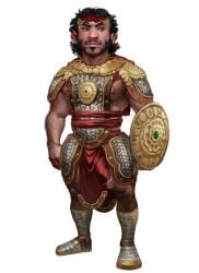 armor balls bara big_head big_penis facial_hair flaccid halfling male male_only muscles muscular penis solo solo_male zenpei