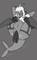 anthro bangs big_breasts big_penis breast_grab chubby_female eyllmao groping hair_over_eyes legs_held_open monochrome original_character penis plap reverse_suspended_congress sarah_(sabermiller) shark shark_girl spread_legs tail thick_thighs thighhighs vaginal_penetration