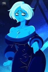 1girls alvarikokearte big_breasts blue_diamond_(steven_universe) blue_eyes blue_skin breasts cartoon_network diamond_authority female gem gem_(species) large_breasts lips solo steven_universe thick_thighs wide_hips