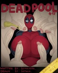 1girls balls big_breasts busty clothed_female_nude_female comic_cover cover cover_page deadpool detnox female female_focus giant_breasts huge_breasts imminent_gangbang lady_deadpool light-skinned_male marvel marvel_comics multiple_males penis penis_out rubber_chicken rule_63 straight thick_penis veiny_penis