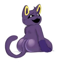 anthro anthro_on_anthro anthro_only ass ass ass_focus big_ass big_butt butt_focus catnap catnap_(poppy_playtime) critters_(poppy_playtime) domestic_cat feline feline furry_only mrlittlesheep no_humans poppy_playtime poppy_playtime_(chapter_3) purple_fur purple_skin simple_background simple_shading smiling_critters tagme tail white_background