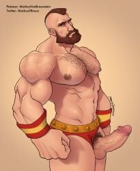 abs balls bara beard biceps big_balls big_penis capcom daddy dilf erection hairy_chest male male_nipples male_only male_pubic_hair manly markus_von_braunstein mature_male muscular_male nipples pecs penis precum precum_drip street_fighter street_fighter_6 zangief