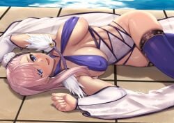 1girls alternate_costume bikini fate/grand_order fate_(series) miyamoto_musashi_(fate) miyamoto_musashi_(swimsuit_berserker)_(third_ascension)_(fate) official_alternate_costume white_hair