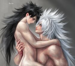 develvdeva digital_painting_(artwork) eye_contact femboy femboy/male femboysub feminine feminine_body feminine_male final_fantasy_vii fully_nude gentle intimate long_hair_male looking_at_another looking_at_partner male male/femboy male/male male_focus male_on_femboy male_only nero_the_sable no_visible_genitalia softcore sweet weiss_the_immaculate wholesome yaoi