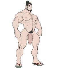 balls bara beard big_penis facial_hair flaccid male male_only muscles muscular nude penis solo solo_male yamani_(zenpei) zenpei