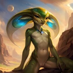 1girl 1girls ai_generated alien alien_girl alien_humanoid alien_only flat_chest looking_at_viewer monster_girl petite petite_body pussy solo solo_female